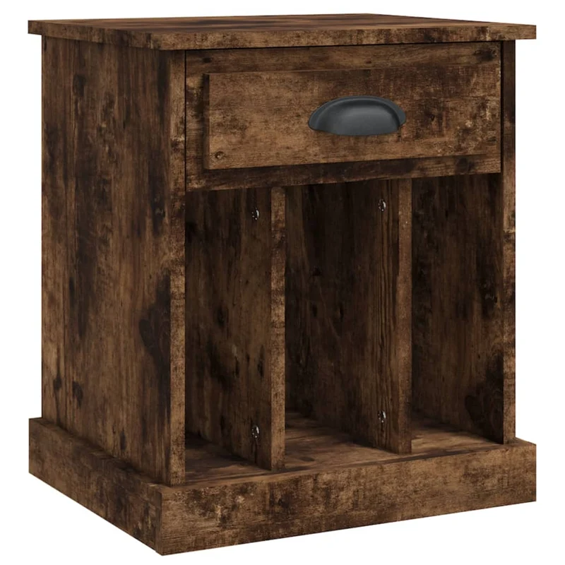Table de chevet avec tiroir et 3 compartiments 43 x 36 x 50 cm bois d'ingénierie marron DEC033647