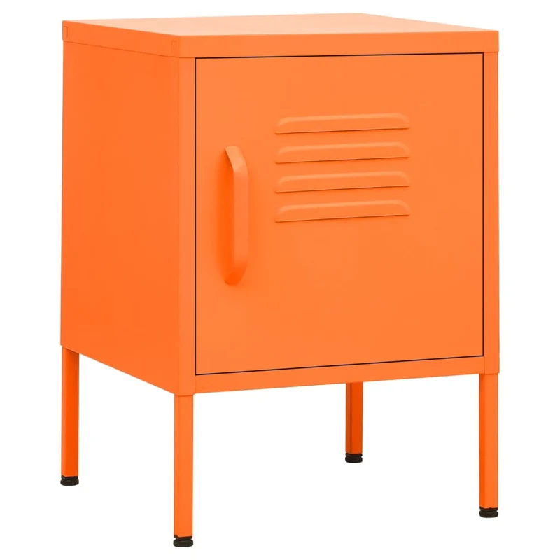 Table de chevet avec étagère réglable avec porte 35 x 35 x 51 cm acier orange DEC034553