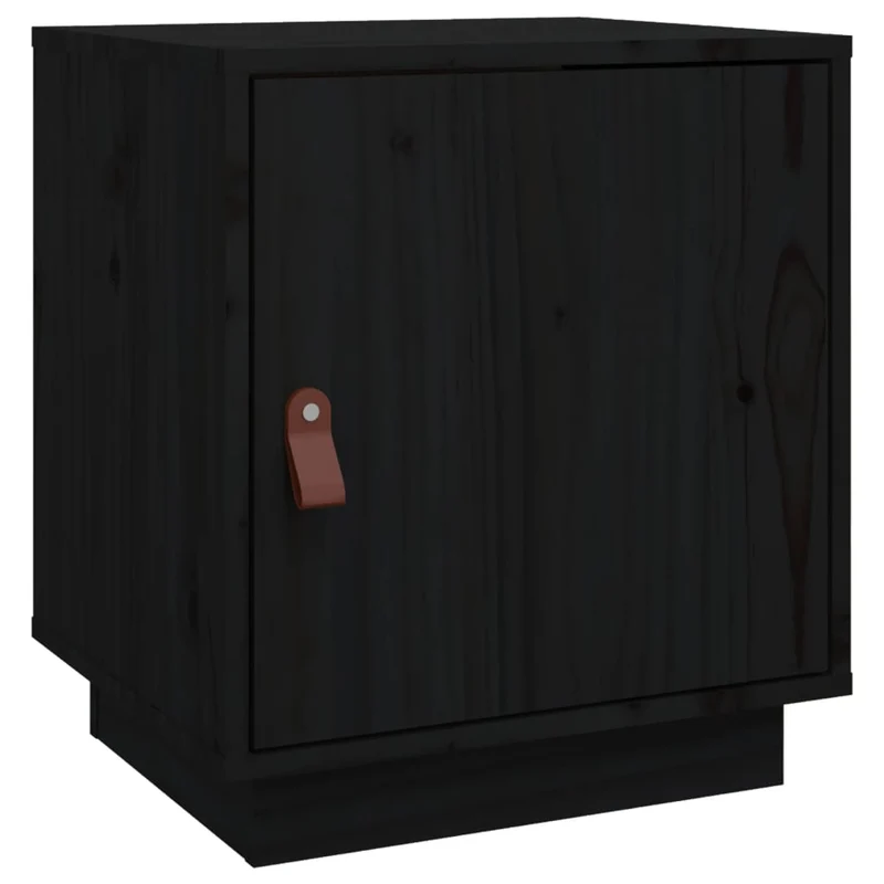 Table de chevet avec deux compartiments avec porte 40 x 34 x 45 cm bois de pin noir DEC034420
