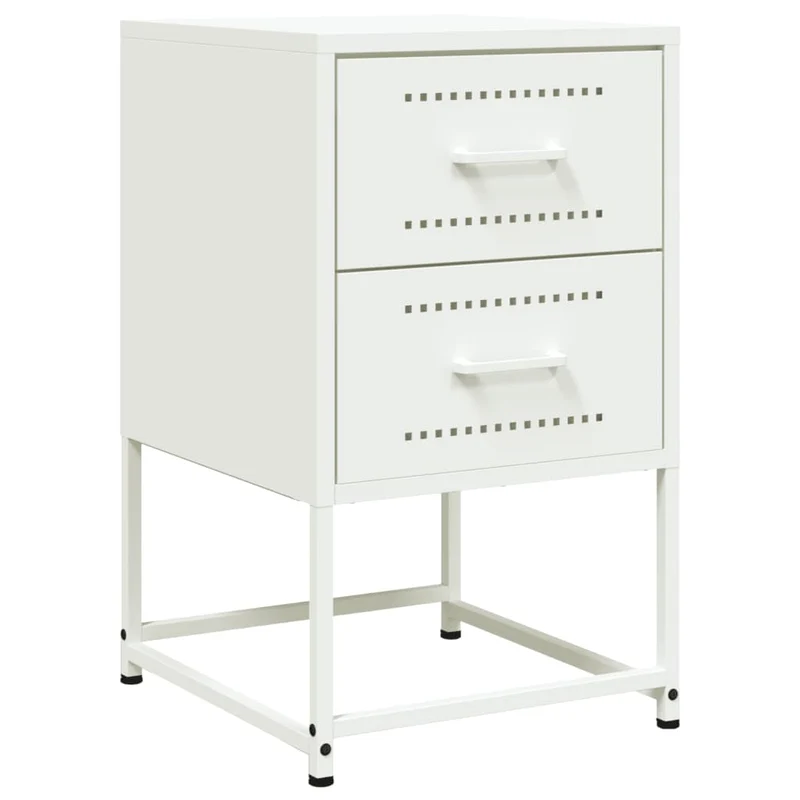 Table de chevet avec deux tiroirs 36 x 39 x 60,5 cm acier blanc DEC033312