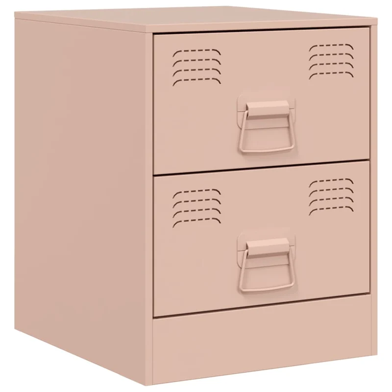 Table de chevet avec tiroirs 34,5 x 39 x 44 cm acier rose DEC034547
