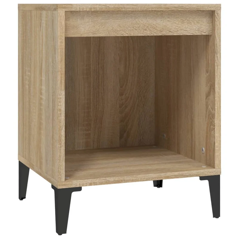 Table de chevet avec compartiment ouvert 40 x 35 x 50 cm bois d'ingénierie couleir chêne et métal DEC033833