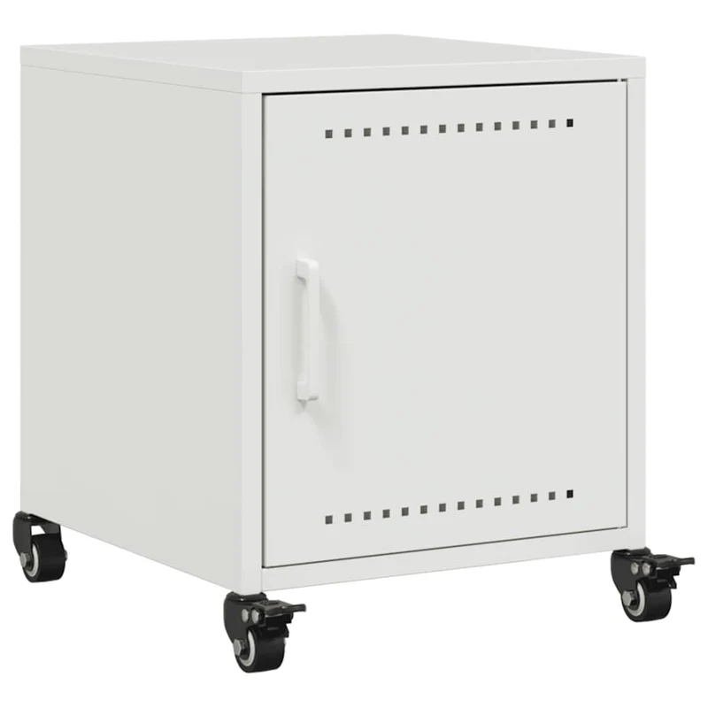 Table de chevet avec compartiment avec porte 36 x 39 x 43,5 cm acier blanc DEC033304
