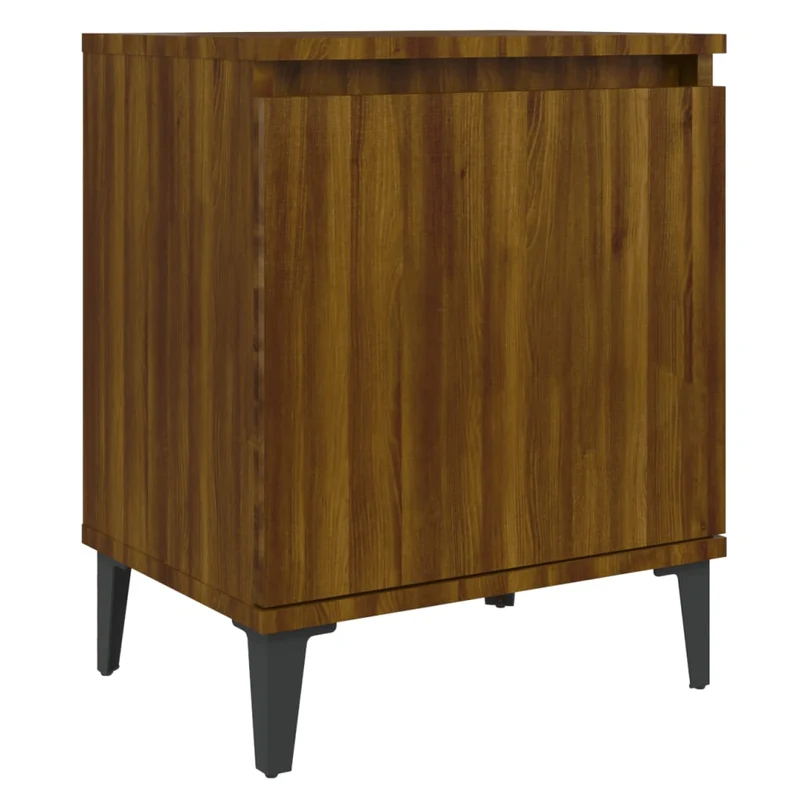 Table de chevet avec pieds en métal 40 x 30 x 50 cm bois d'ingénierie marron et métal DEC033238
