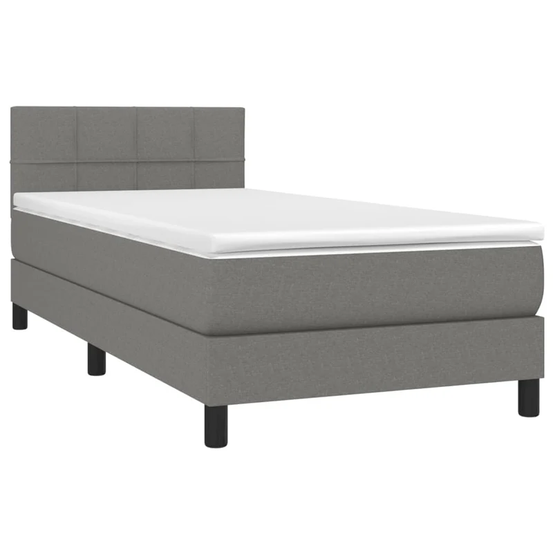Cadre de lit LED avec sommier tête de lit matelas 90x190cm tissu gris foncé TDL0209407