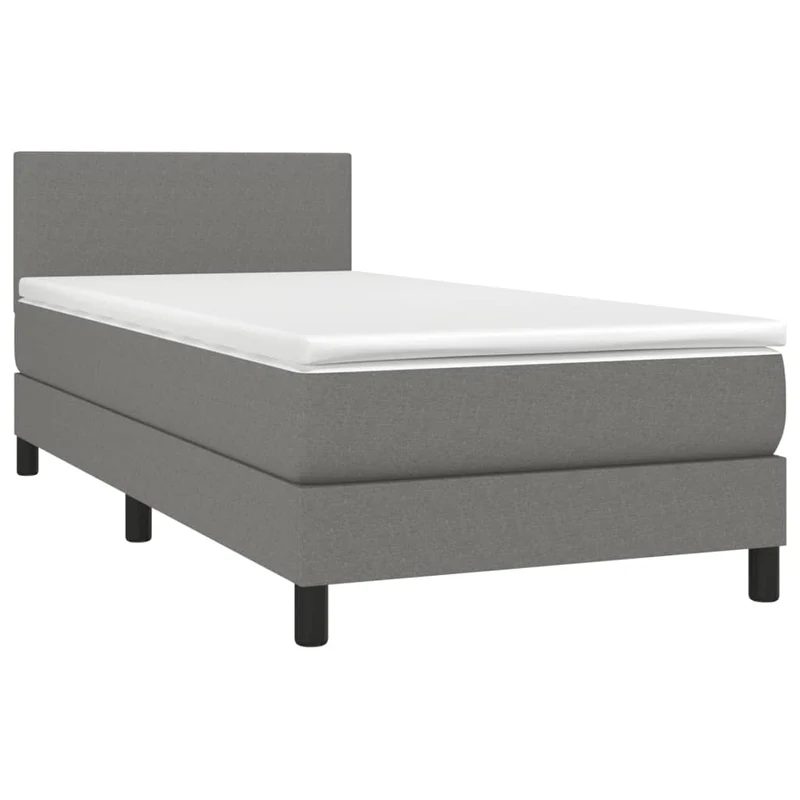 Cadre de lit LED avec sommier tête de lit matelas 90x190cm tissu gris foncé TDL0209395