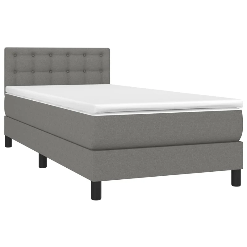 Cadre de lit LED avec sommier tête de lit matelas 90x190cm tissu gris foncé TDL0209389