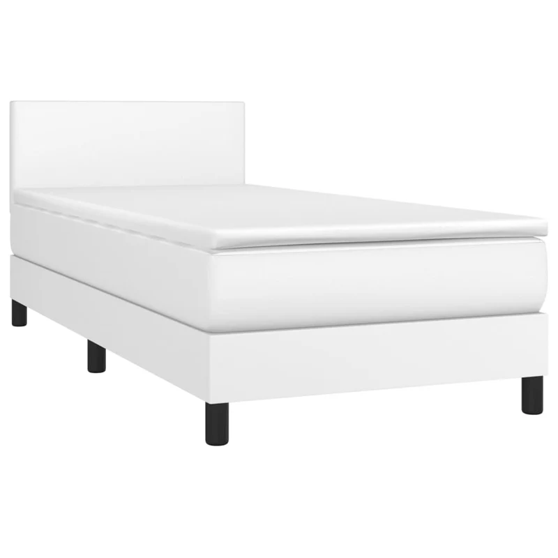 Cadre de lit LED avec sommier tête de lit matelas 100x200 cm synthétique blanc TDL0208731