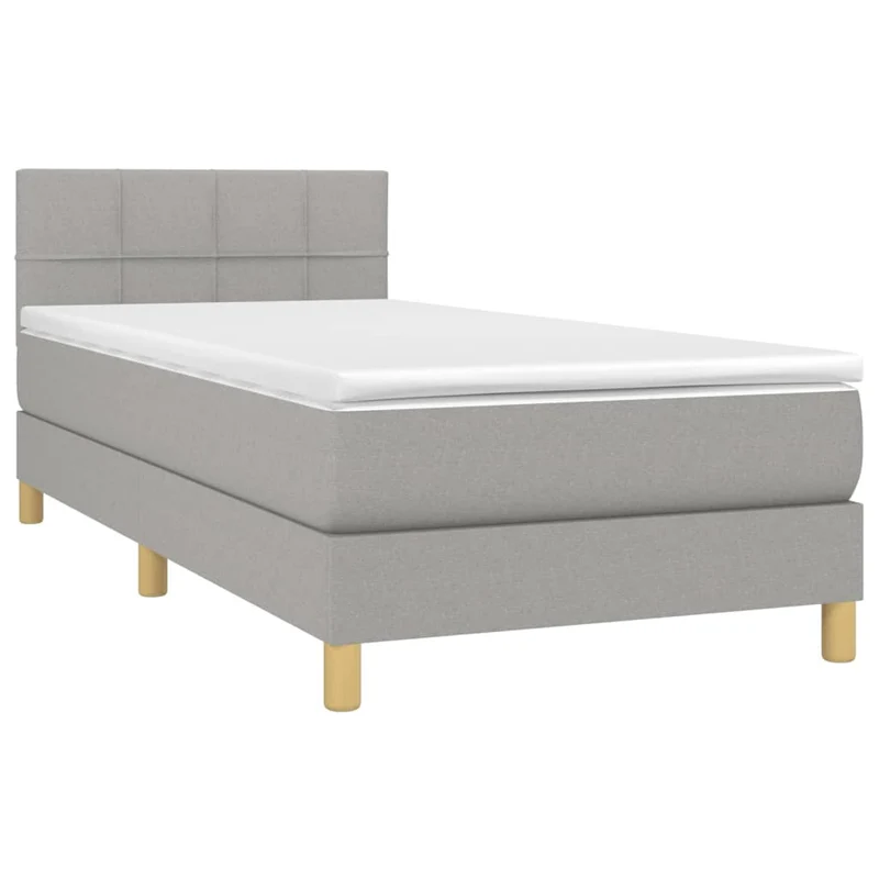 Cadre de lit LED avec sommier tête de lit matelas 90x200cm tissu gris clair TDL0209442
