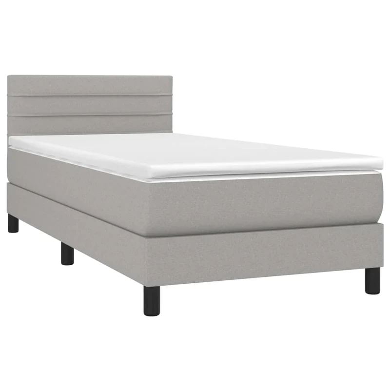 Cadre de lit LED avec sommier tête de lit matelas 80x200cm tissu gris clair TDL0209495