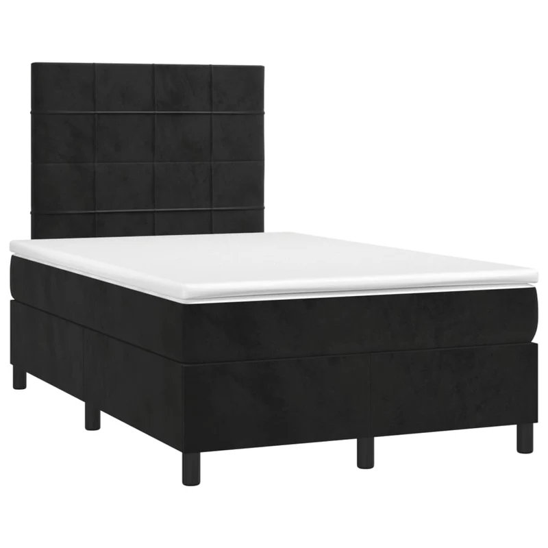 Cadre de lit LED avec sommier tête de lit matelas 120 x 200 cm tissu velours noir TDL0209274