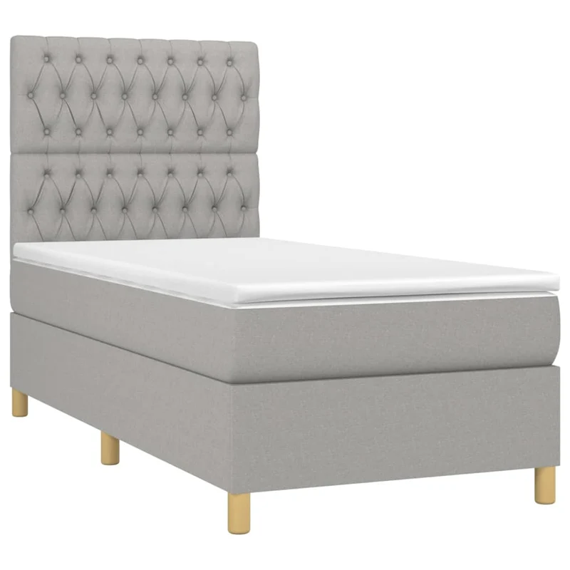 Cadre de lit LED avec sommier tête de lit matelas 90x200cm tissu gris clair TDL0209447