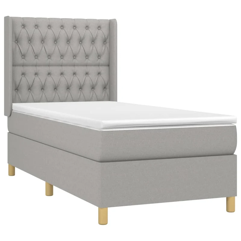 Cadre de lit LED avec sommier tête de lit matelas 90x200cm tissu gris clair TDL0209454
