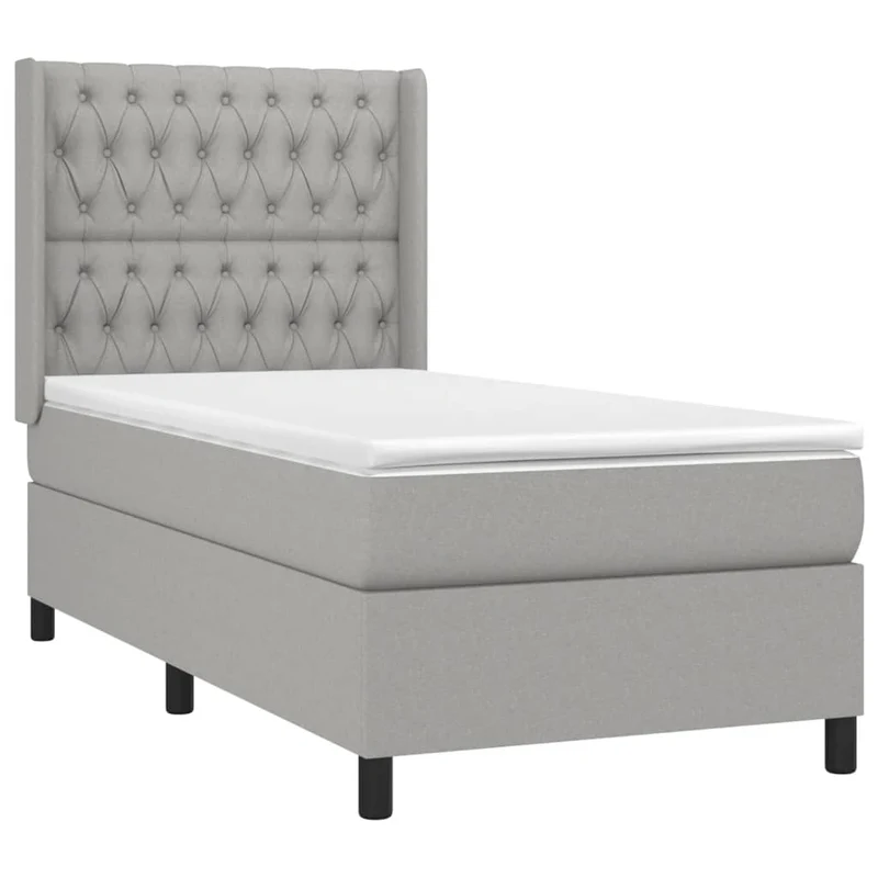 Cadre de lit LED avec sommier tête de lit matelas 90x200cm tissu gris clair TDL0209452