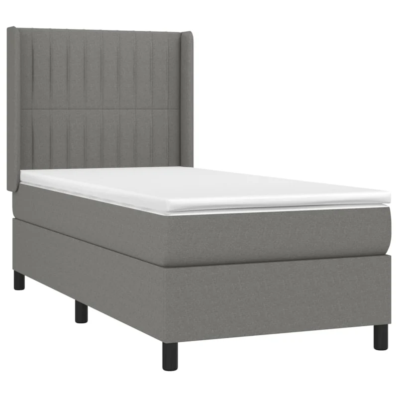 Cadre de lit LED avec sommier tête de lit matelas 90x200cm tissu gris foncé TDL0209381