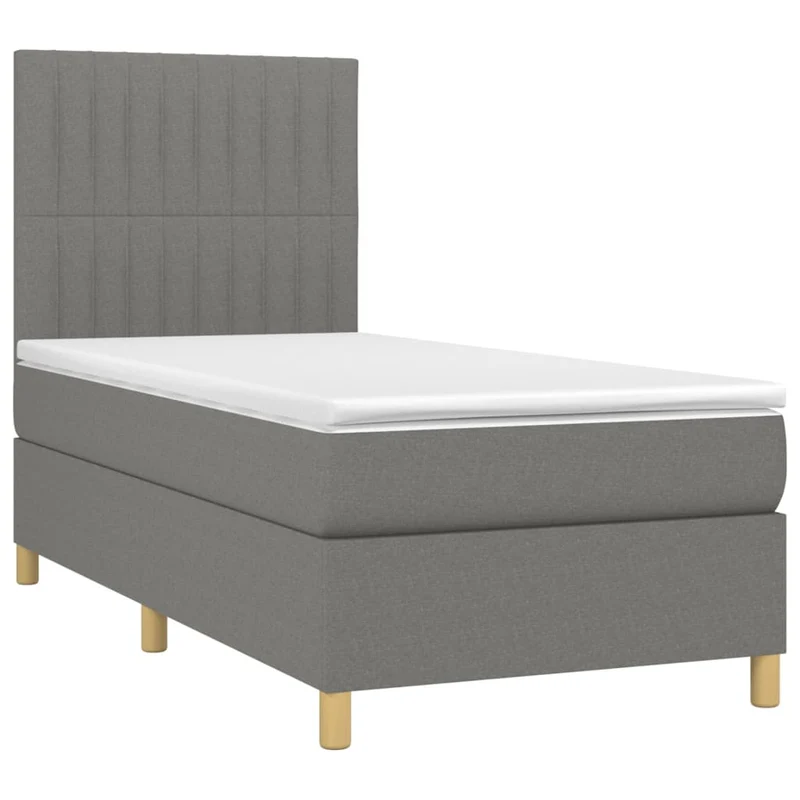 Cadre de lit LED avec sommier tête de lit matelas 90x200cm tissu gris foncé TDL0209382