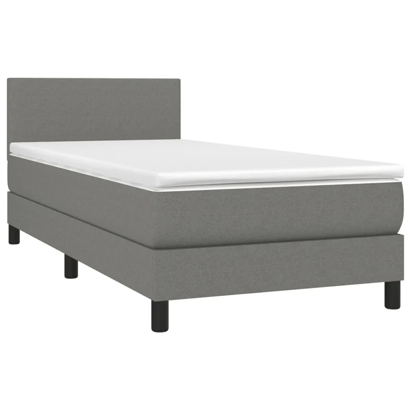 Cadre de lit LED avec sommier tête de lit matelas 90x200cm tissu gris foncé TDL0209366