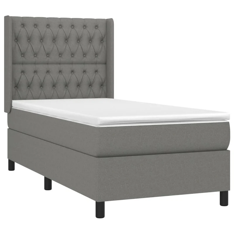 Cadre de lit LED avec sommier tête de lit matelas 90x200cm tissu gris foncé TDL0209365