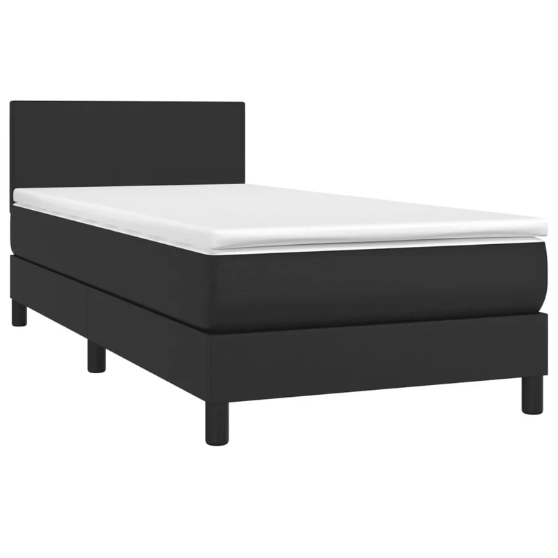 Cadre de lit LED avec sommier tête de lit matelas 100x200cm synthétique noir TDL0209309