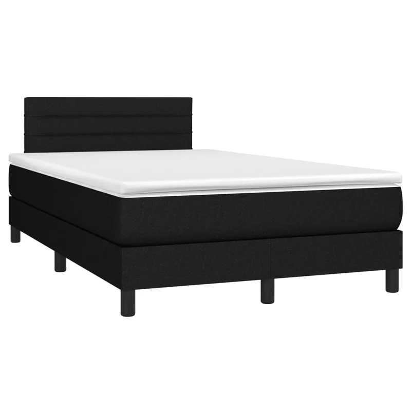 Cadre de lit LED avec sommier tête de lit matelas 120 x 200 cm tissu noir TDL0209301
