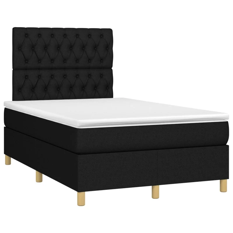 Cadre de lit LED avec sommier tête de lit matelas 120 x 200 cm tissu noir TDL0209302