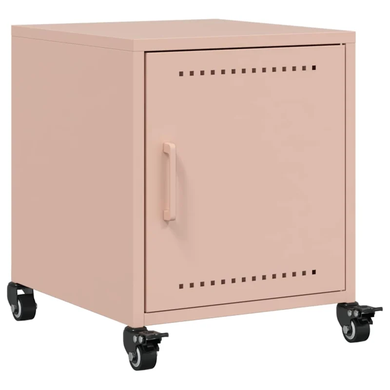 Table de chevet avec compartiment avec porte 36 x 38,5 x 43,5 cm acier rose DEC034555