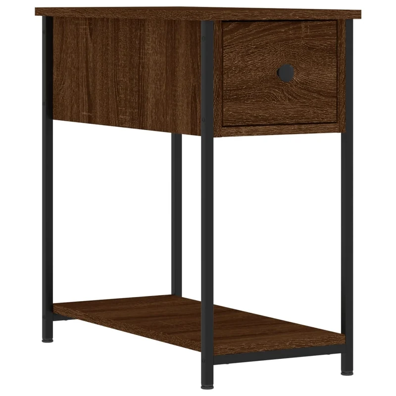 Table de chevet avec tiroir 30 x 60 x 60 cm bois d'ingénierie marron et fer DEC033679