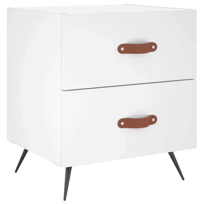 Table de chevet avec deux tiroirs 40 x 35 x 47,5 cm bois d’ingénierie blanc DEC033353