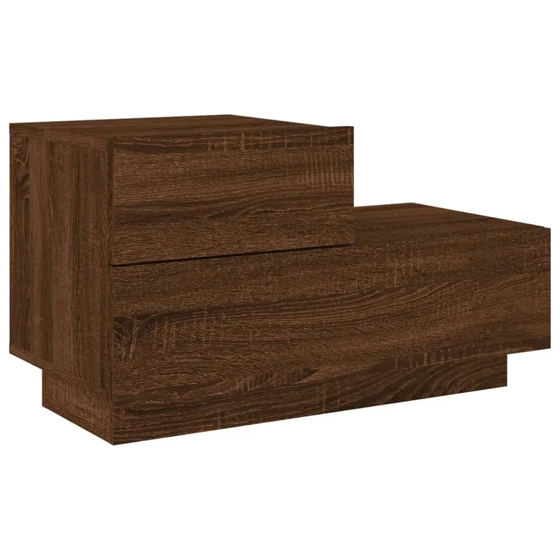 Table de chevet avec lumières LED et tiroirs 70 x 36 x 40,5 cm bois d'ingénierie marron DEC033183