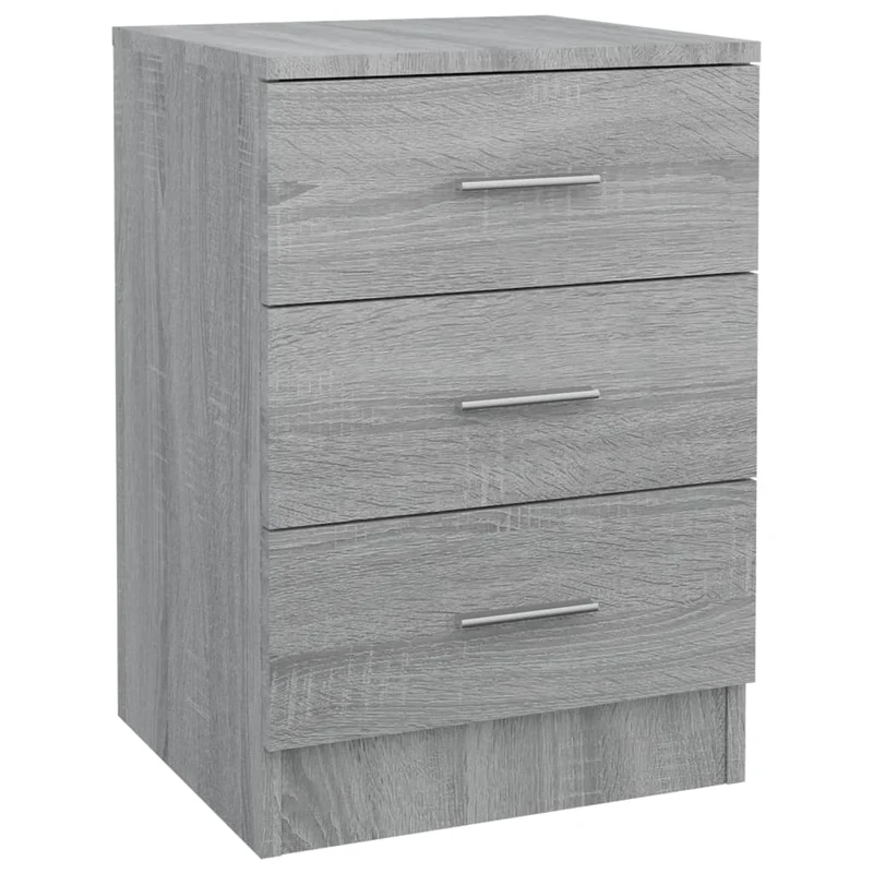 Table de chevet avec 3 tiroirs 38 x 35 x 56 cm bois d'ingénierie gris DEC034593