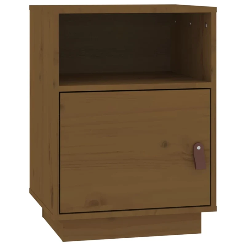Table de chevet avec compartiment avec porte et ouvert 40 x 34 x 55 cm bois de pin marron miel DEC034133