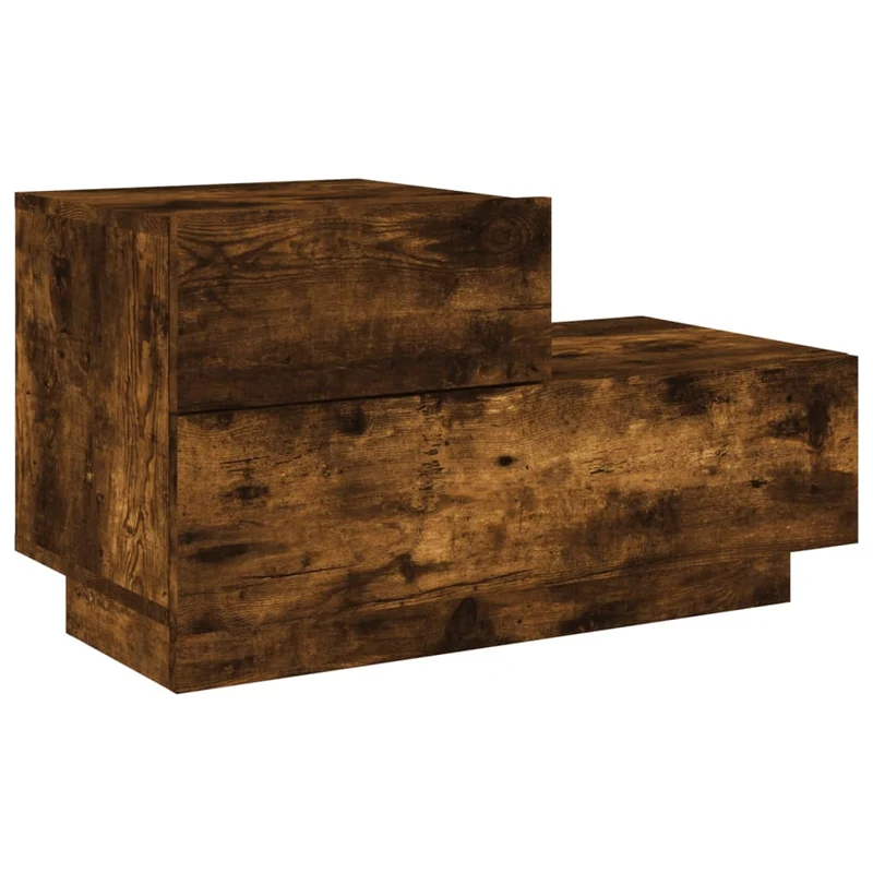 Table de chevet avec lumières LED et tirois 70 x 36 x 40,5 cm bois d'ingénierie marron DEC033178
