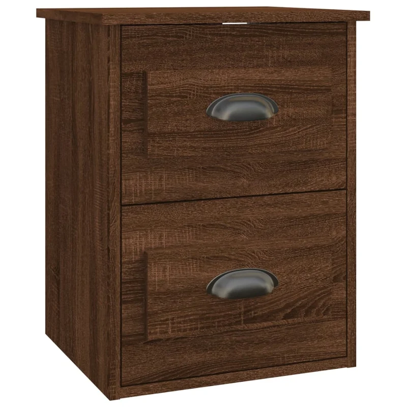 Table de chevet murale avec 2 tiroirs 41,5 x 36 x 53 cm en bois d'ingénierie marron DEC034272