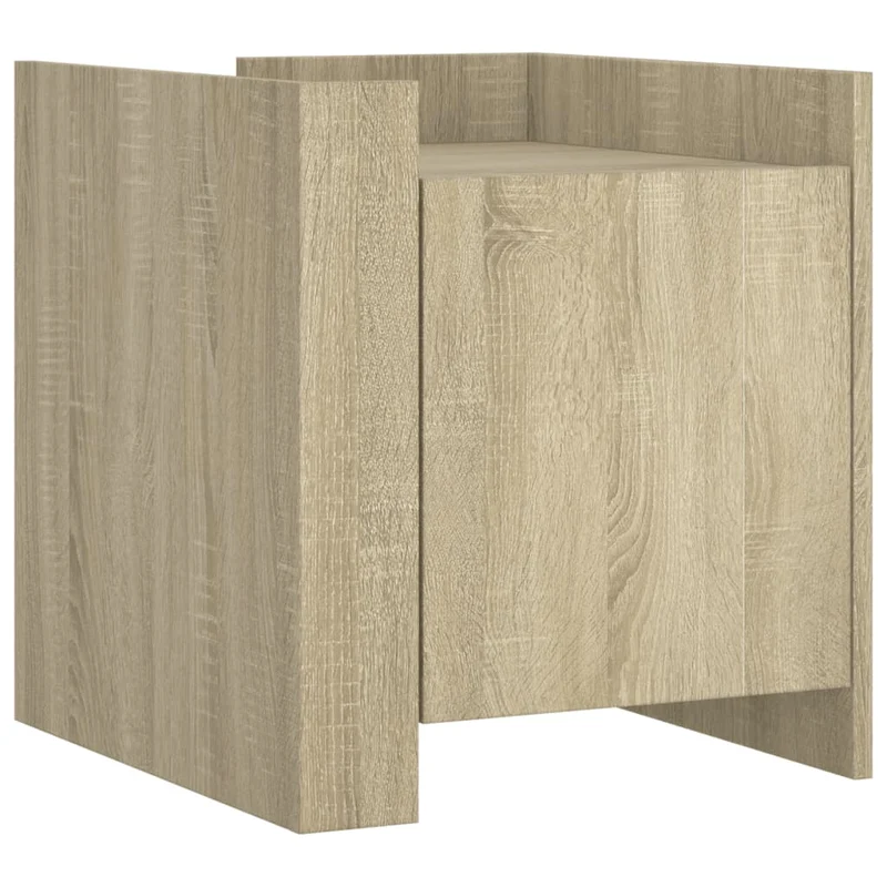 Table de chevet avec compartiment avec porte 45 x 50 x 50 cm bois d’ingénierie couleur chêne DEC033884