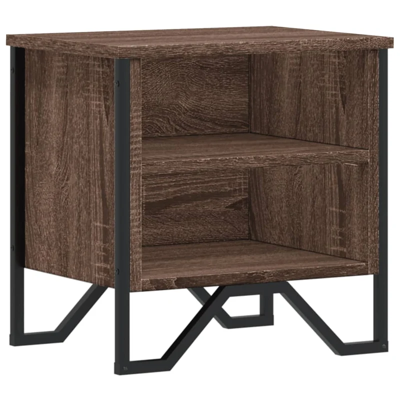 Table de chevet avec étagères 40 x 30 x 40 cm bois d'ingénierie marron et métal DEC033698