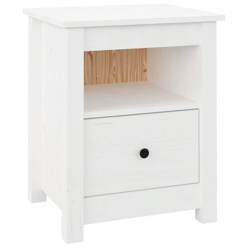 Table de chevet avec tiroir et compartiment 40 x 35 x 49 cm bois de pin blanc DEC033362