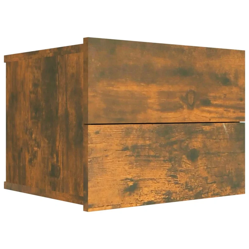 Table de chevet murale avec deux tiroirs 40 x 30 x 30 cm bois d'ingénierie marron DEC033553