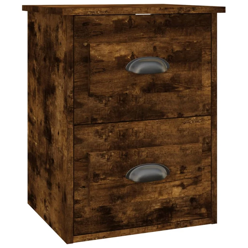 Table de chevet murale avec deux tiroirs 41,5 x 36 x 53 cm en bois d'ingénierie marron DEC034258