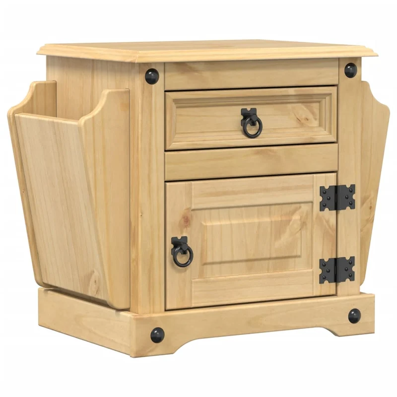 Table de chevet avec tiroir et compartiment avec porte 45 x 35 x 47,5 cm bois de pin massif DEC033902