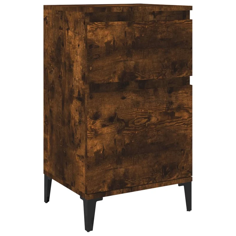Table de chevet avec tiroir et compartiment de rangement 40 x 35 x 70 cm bois d'ingénierie marron et métal DEC033600