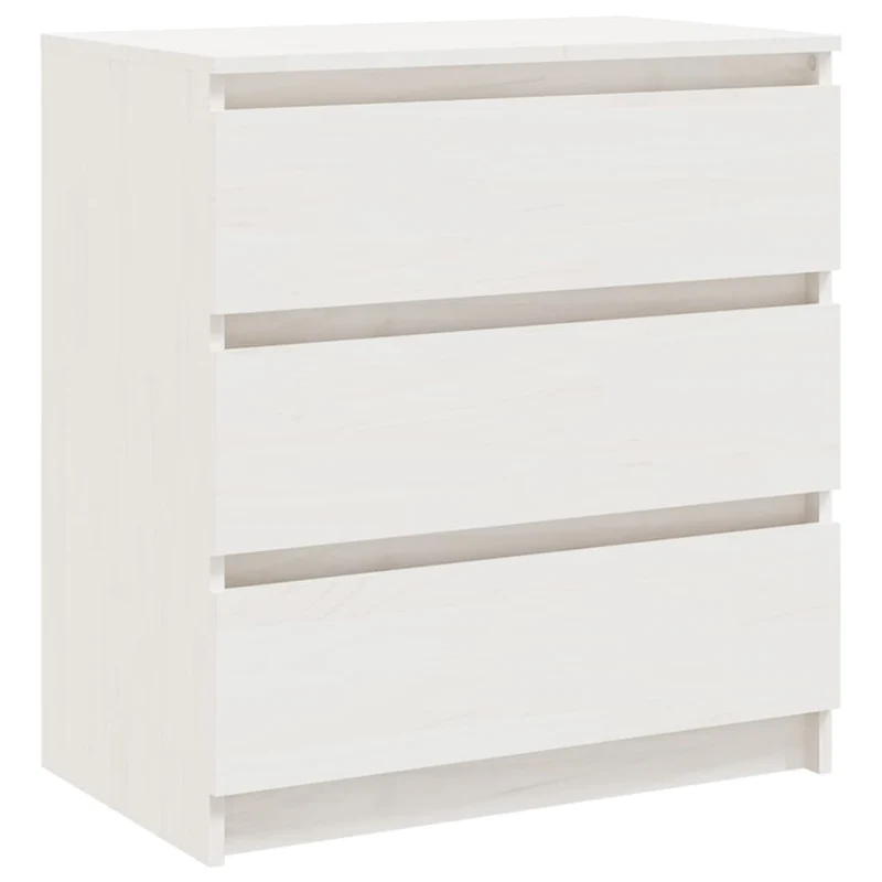 Table de chevet avec 3 tiroirs 60 x 36 x 64 cm bois de pin massif blanc DEC033427