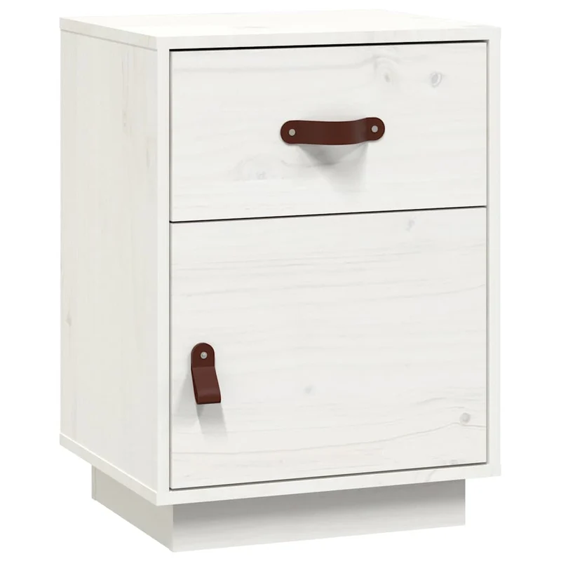 Table de chevet avec tiroir et compartiment 40x34x55 cm bois de pin blanc DEC033351