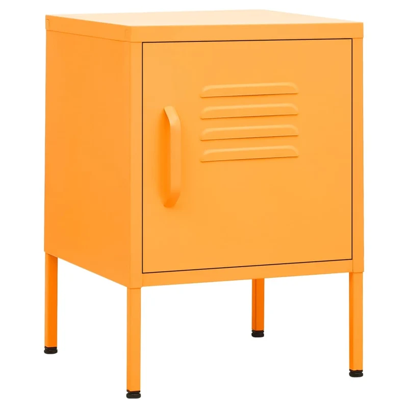 Table de chevet avec étagère avec porte 35 x 35 x 51 cm acier jaune DEC034086