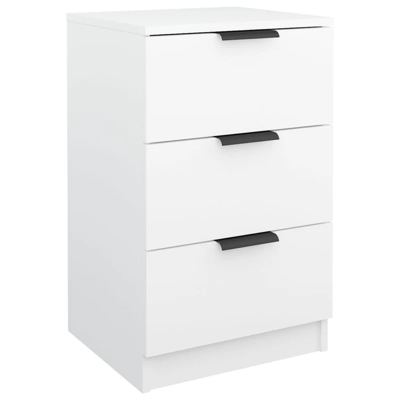 Table de chevet avec 3 tiroirs 40 x 36 x 65 cm bois d'ingénierie blanc DEC033386