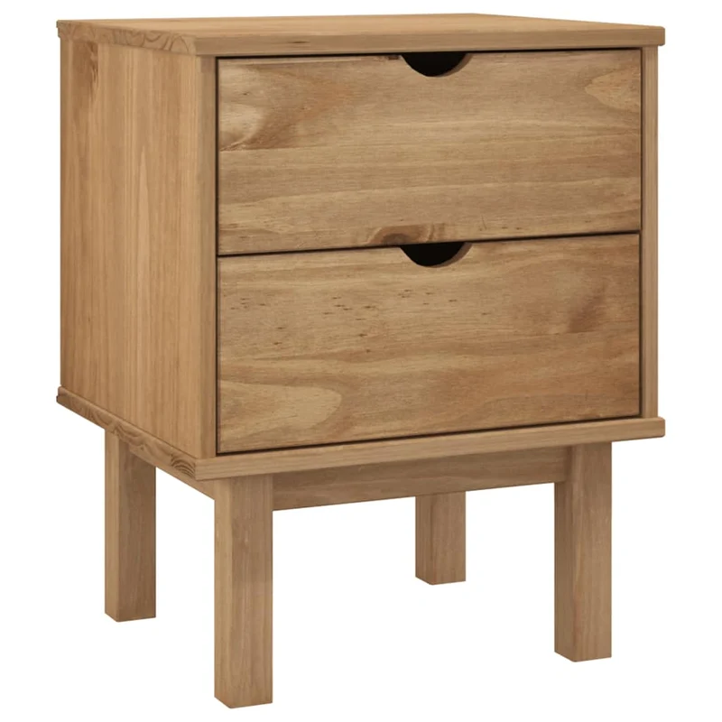 Table de chevet avec deux tiroirs 45 x 39 x 57 cm bois de pin massif DEC034540