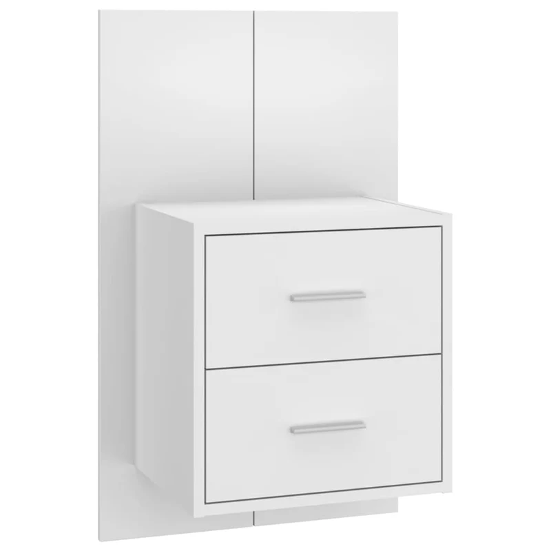 Table de chevet murale 48,5 x 32,5 x 80 cm en bois d'ingénierie blanc brilliant DEC034234