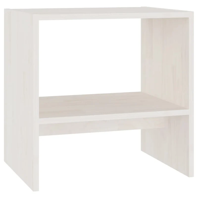 Table de chevet avec compartiment ouvert 40 x 30,5 x 40 cm en bois de pin massif blanc DEC033329