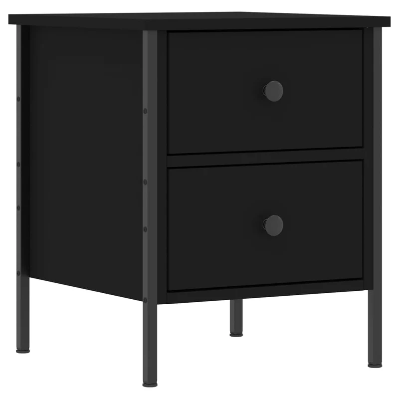 Table de chevet avec deux tiroirs 40 x 42 x 50 cm bois d’ingénierie noir DEC034479