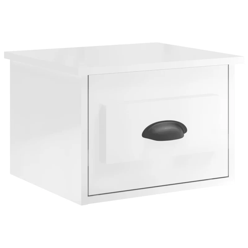 Table de chevet murale avec tiroir 41,5 x 36 x 28 cm bois d'ingénierie blanc brilliant DEC034237