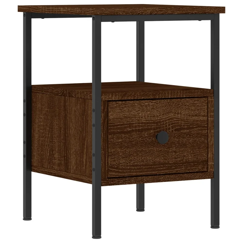 Table de chevet chêne marron 34 x 36 x 50 cm bois d'ingénierie brun DEC033686